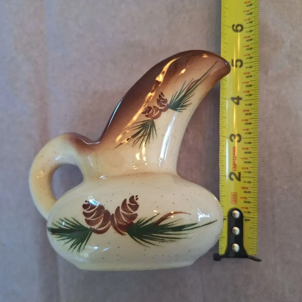 Vintage ROMCO Rocky Mountain Pottery Pinecone Glazed Creamer Colorado Brown